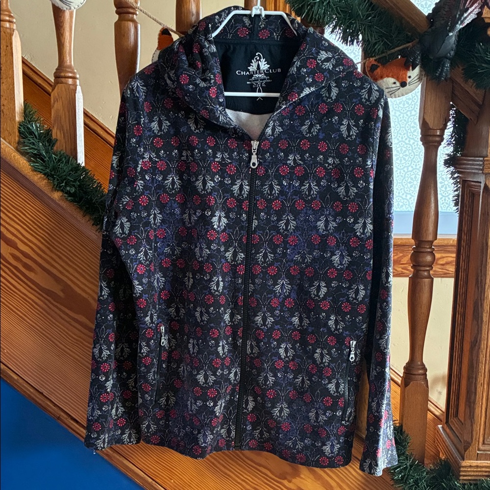 Charter Club hooded zipper shacket, size XL.